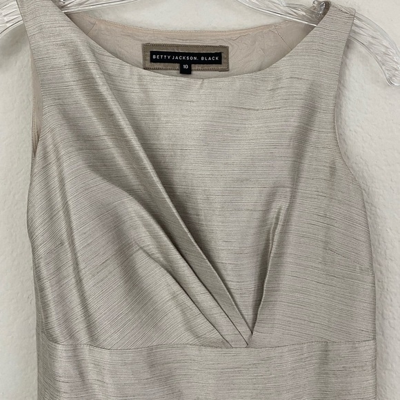 Betty Jackson Black Label Gray Sheath Pleated Wrap Skirt Dress 10 - Picture 2 of 11